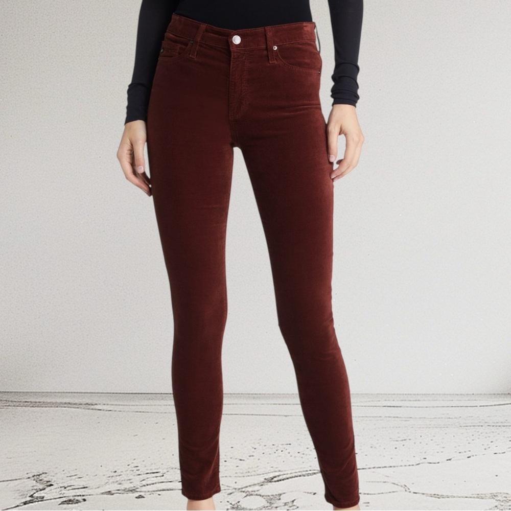 AG LOS ANGELES The Farrah High Rise Waist Skinny Velvet Jeans SZ 23 - Picture 2 of 5